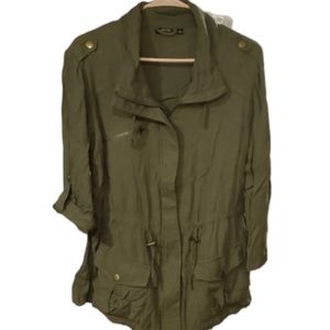 Apt 9 Womans Army Green Utility Military Rayon Zip Jacket Size Medium‎